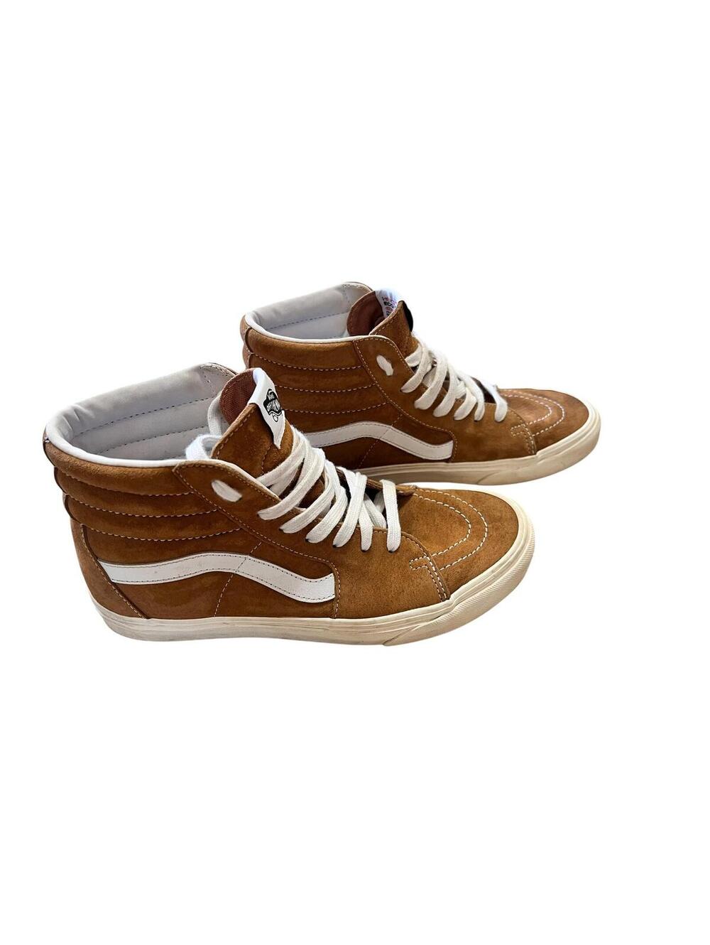 VANS Men's Size 8 SK8 HI PIG SUEDE TOBACCO BROWN SHOES